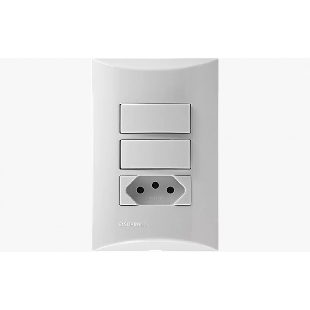 Brava Interruptor 2S Simples + 1 Tomada 2P+T 10A - Soprano#SIMONLEX#