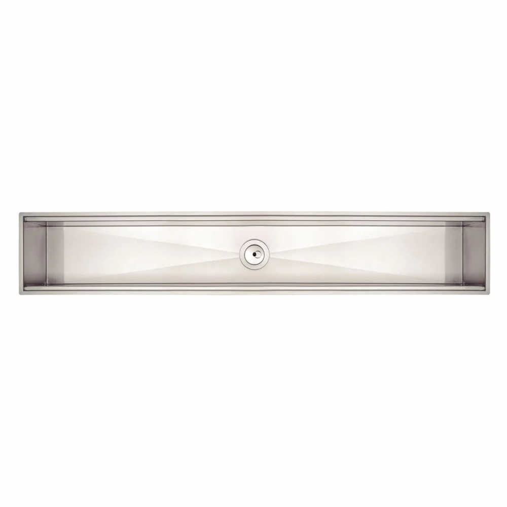 Canal Organizador em Aço Inox para Sobrepor com Acabamento Scotch Brite 105x18cm#SIM#