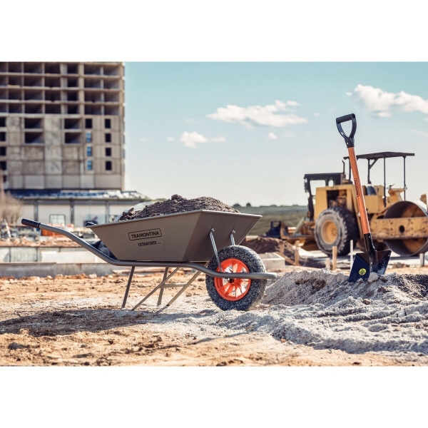 Carrinho De Mão Extraforte C/Caçamba Met. Cinza 65L, Braço Met. E Pneu Maciço - Tramontina#SIMONLEX#