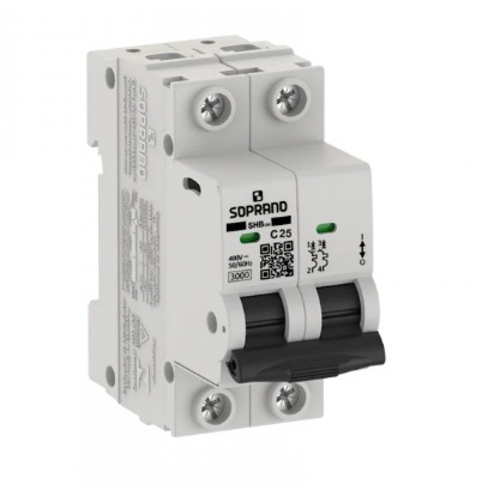 Disjuntor Bipolar Din 25A 3KA - Soprano#SIMONLEX#