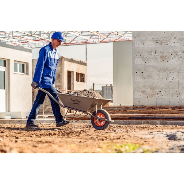 Carrinho De Mão Extraforte C/Caçamba Met. Cinza 65L, Braço Met. E Pneu Maciço - Tramontina#SIMONLEX#