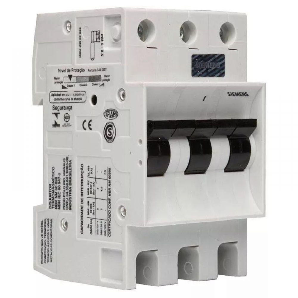 Disjuntor Din C Tripolar 63A 5SX1 - Siemens#SIMONLEX#