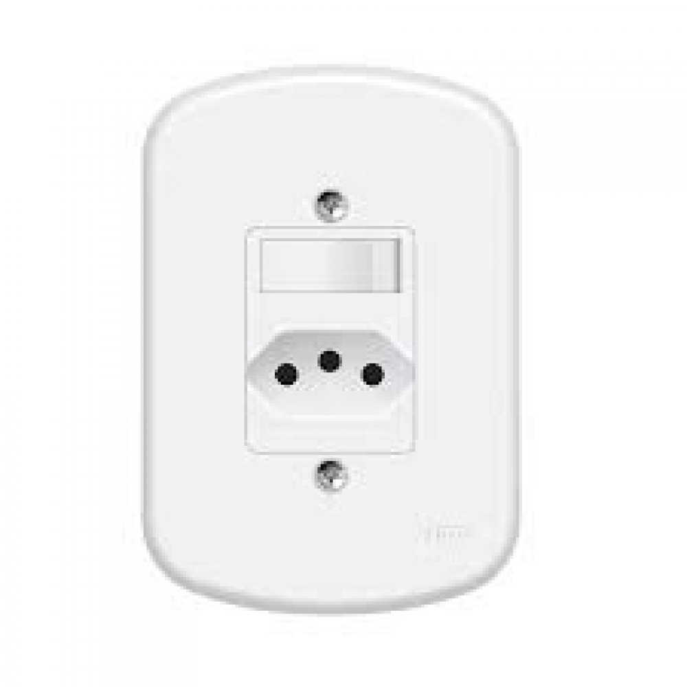 Fame Blanc Inter 1S Paralelo C/ Tomada 2P+T Padrão Branco 10A#SIMONLEX#