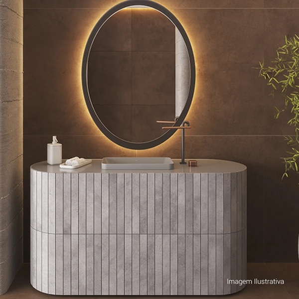 Cuba De Sobrepor Slim Retangular 50cm Cinza Antracite - Deca#SIM#