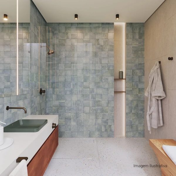 Cuba Slim De Sobrepor Quadrada 40cm Sálvia - Deca#SIM#