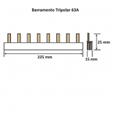 Barramento Din Trifásico 04 Disjuntores 63A 22,5cm - Lukma#SIMONLEX#